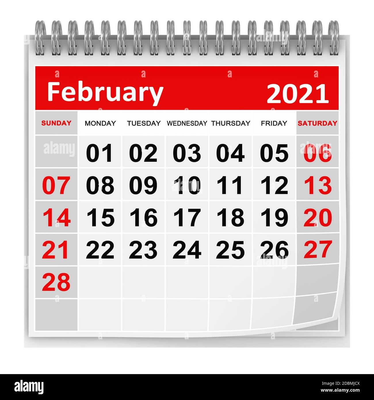 February 2021 , This is a 3d rendered computer generated image. Isolated on white. Stock Photo