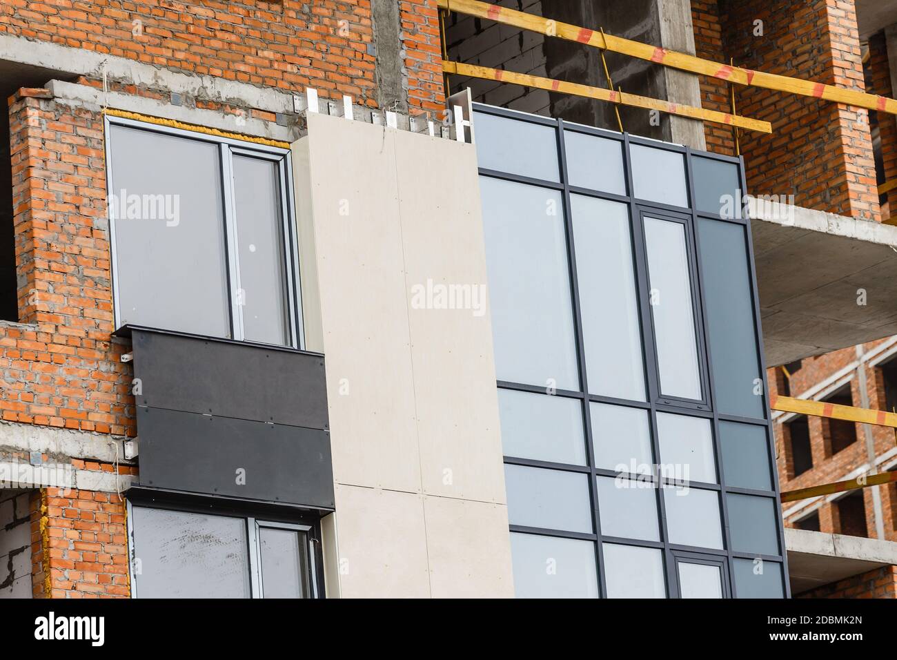 scaffolding on a building wall. building getting a new paint Stock