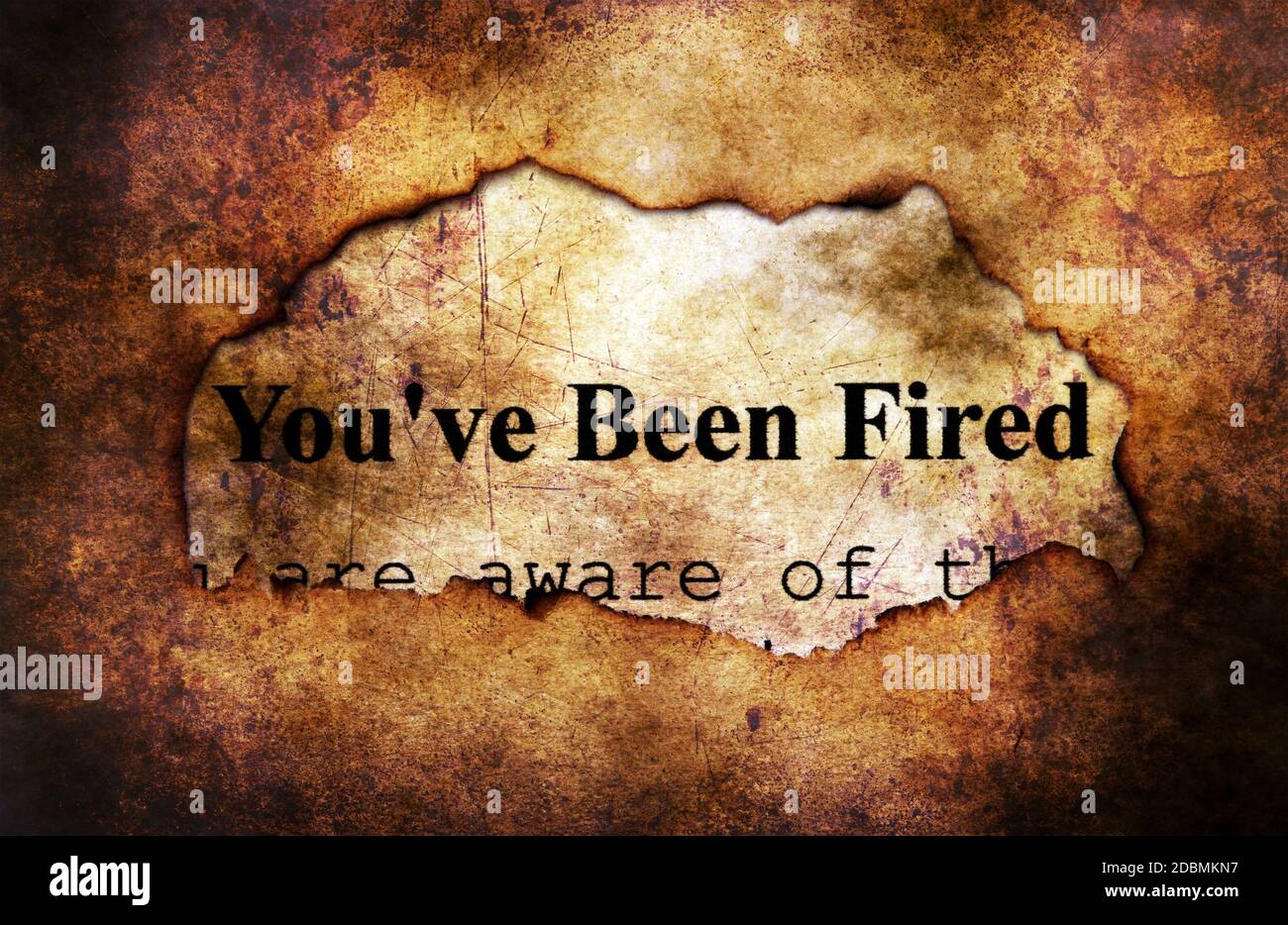 You are fired text on grunge background Stock Photo