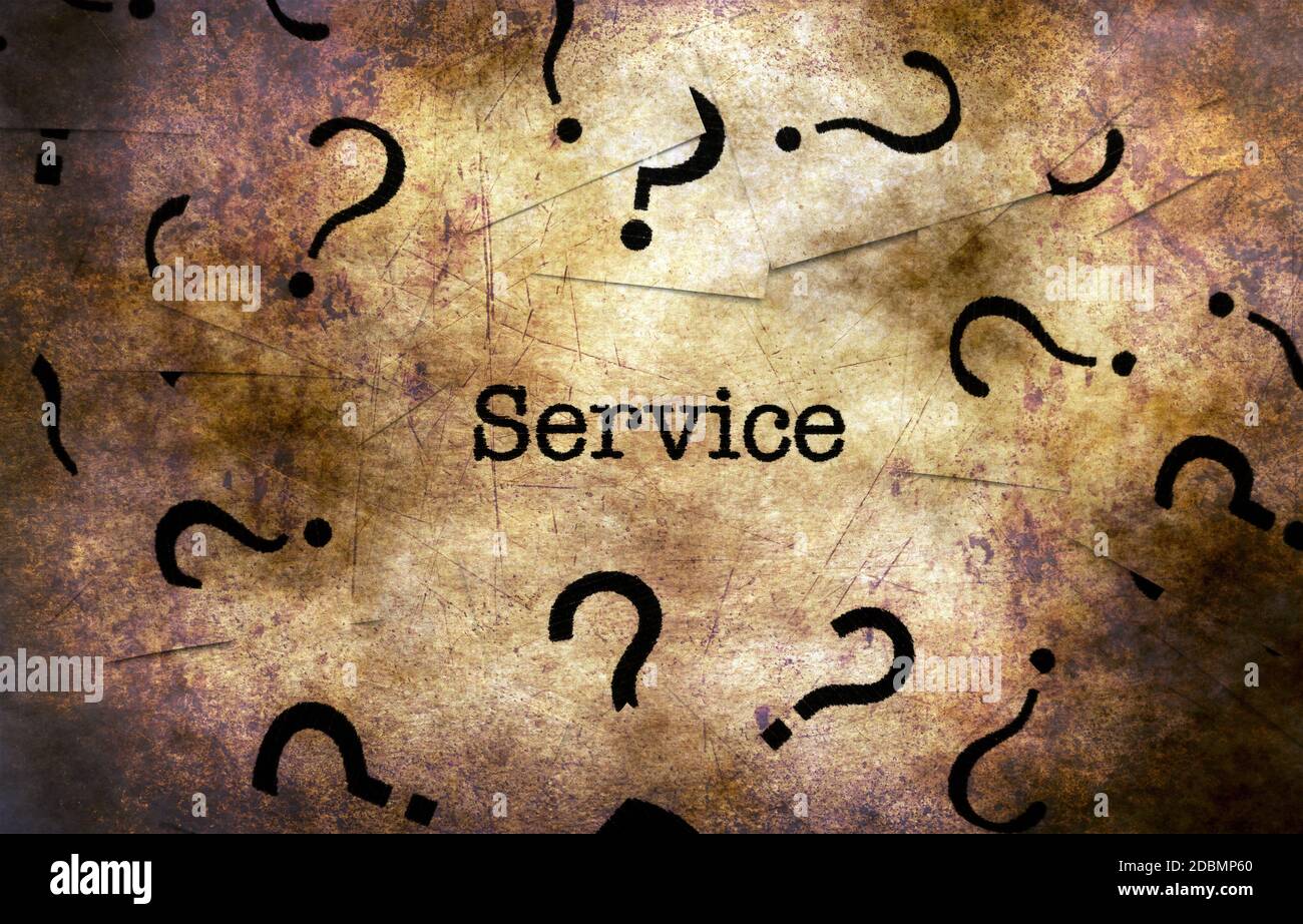 Service and question mark grunge concept Stock Photo - Alamy