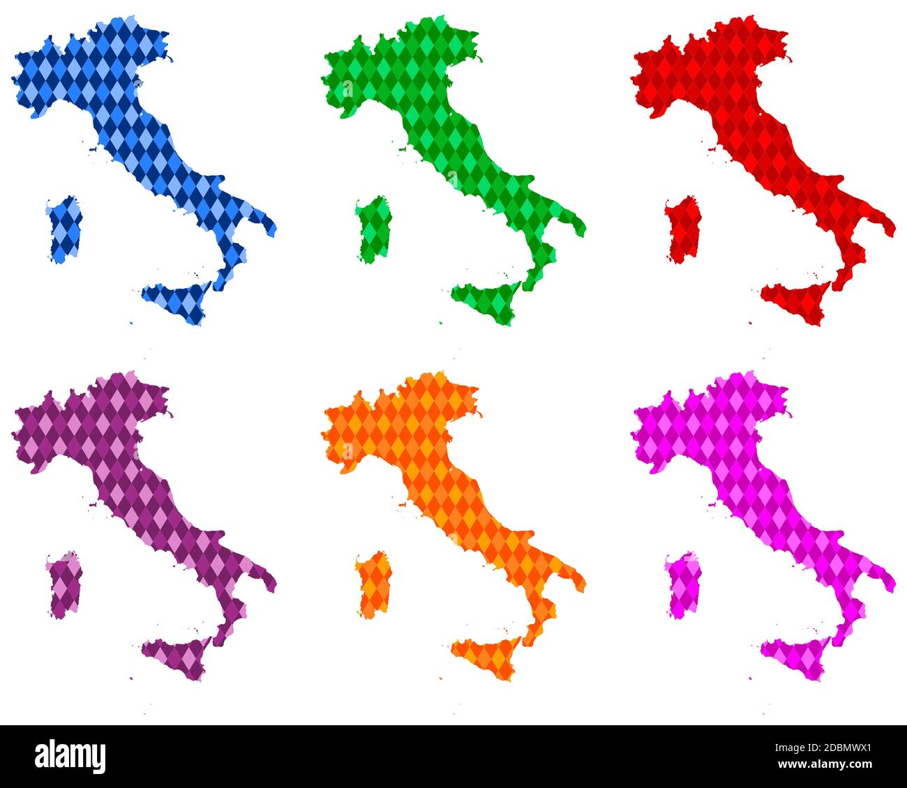 Karten von Italien mit farbigen Rauten Stock Photo