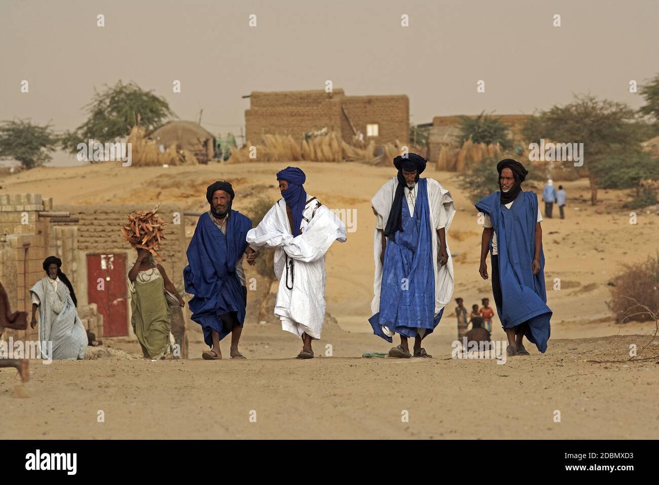 Traditional Tuareg man walking in Timbuktu, Mali , West Africa Stock Photo