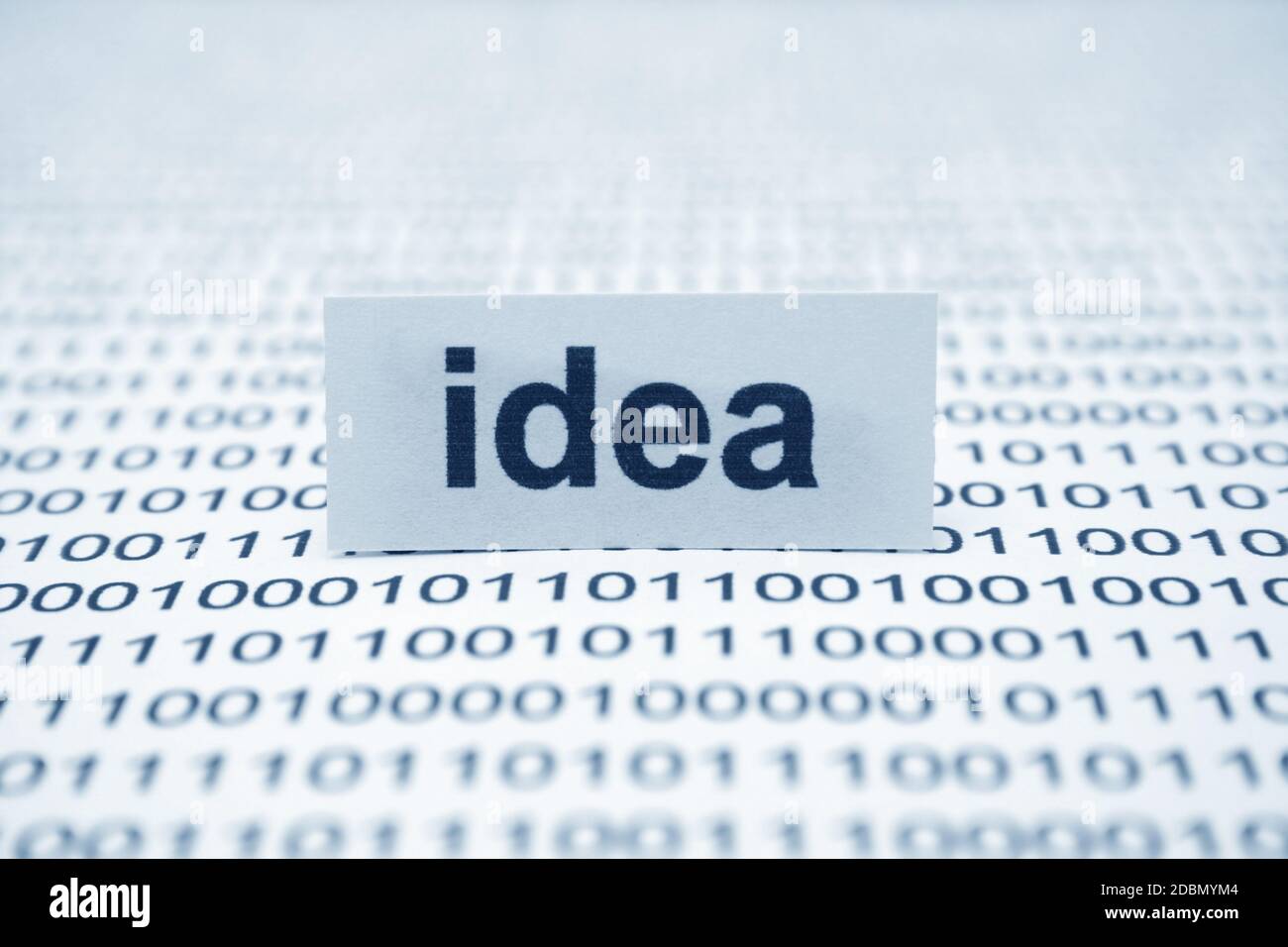 Idea text on binary data Stock Photo