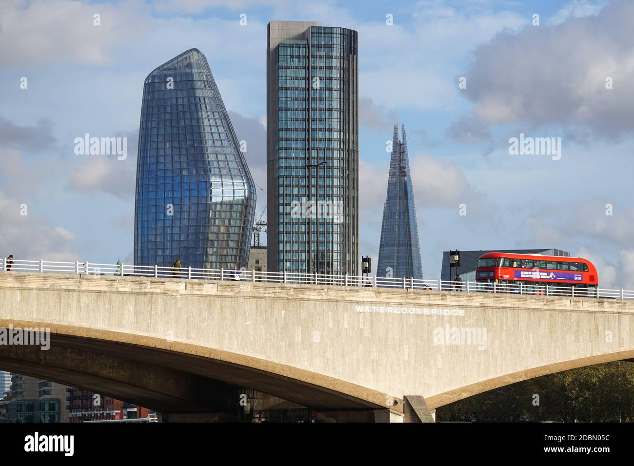 Waterloo Bridge with skyscrapers in the background, London England United Kingdom UK Stock Photo