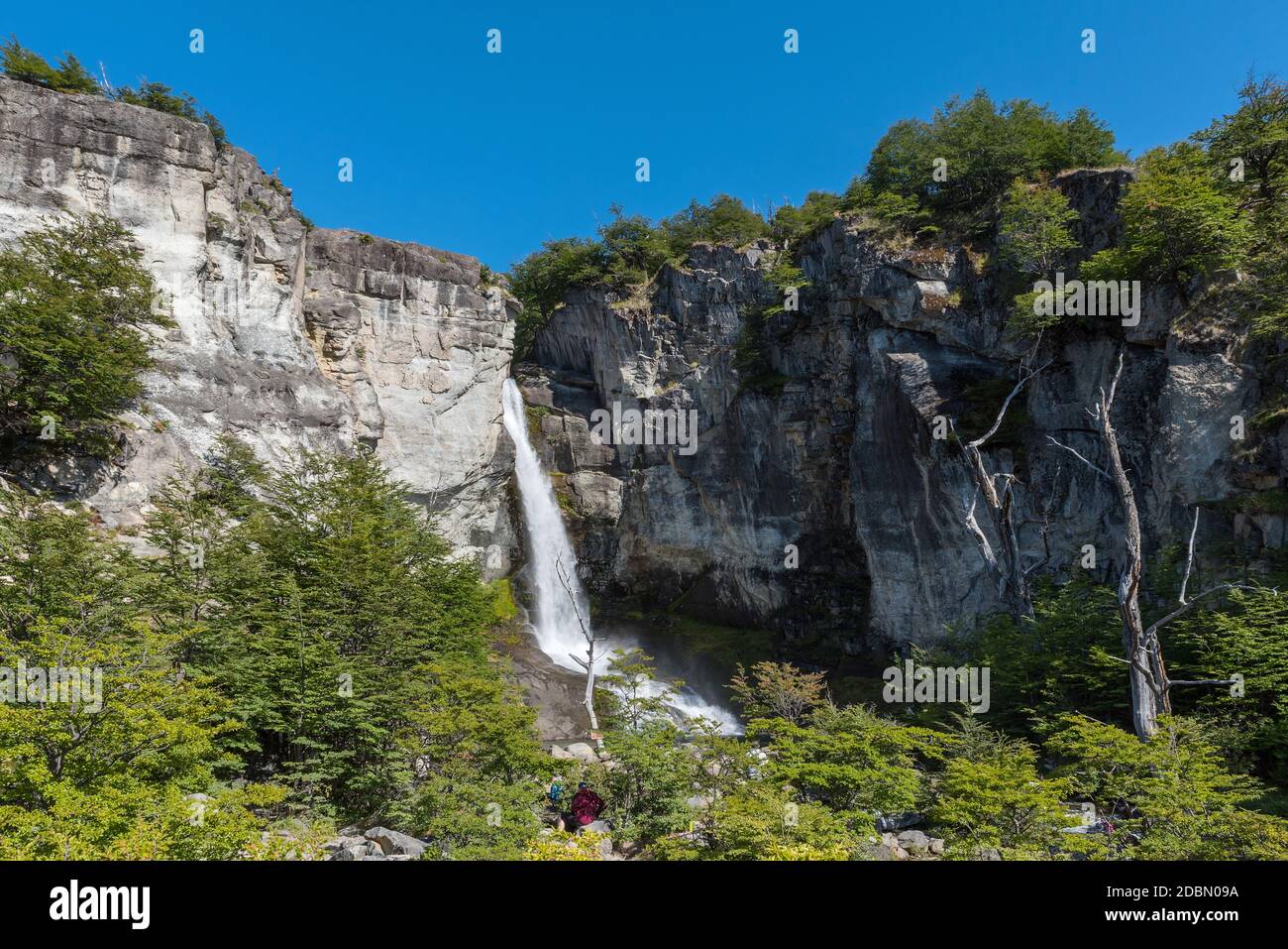 Senda Chorrillo del Salto, gorge, rocks and waterfall, El Chalten, Patagonia, Argentina Stock Photo