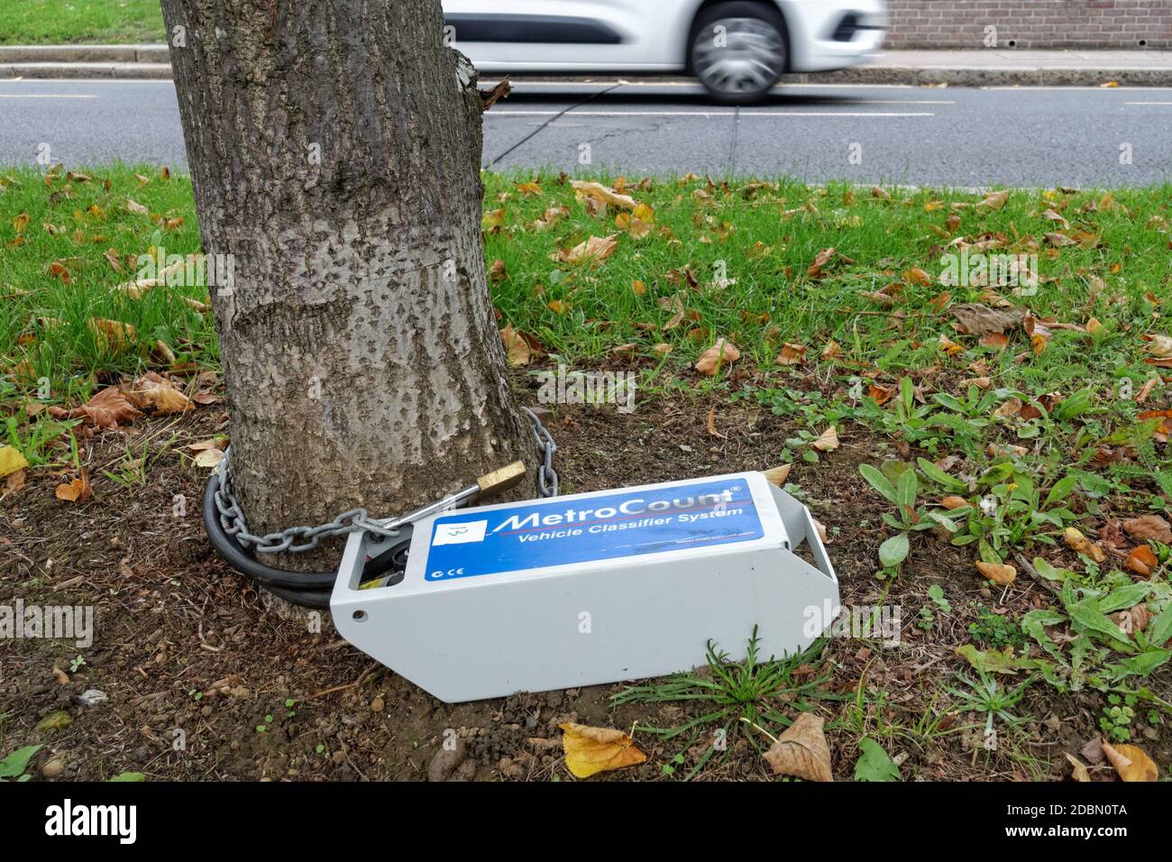 A car passing a Metrocount Vehicle Classifier System in London, England United Kingdom UK Stock Photo