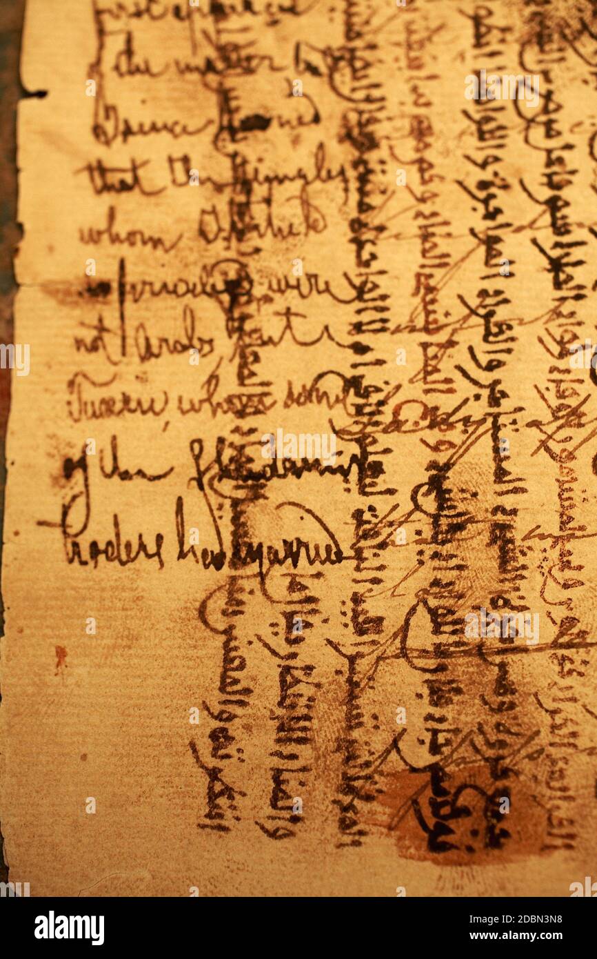 Ismaël Diadié Kuti ,Fondo Kati Libary.Manuscript from Alexander Gordon Laing inTimbuktu , Mali , Africa . Stock Photo