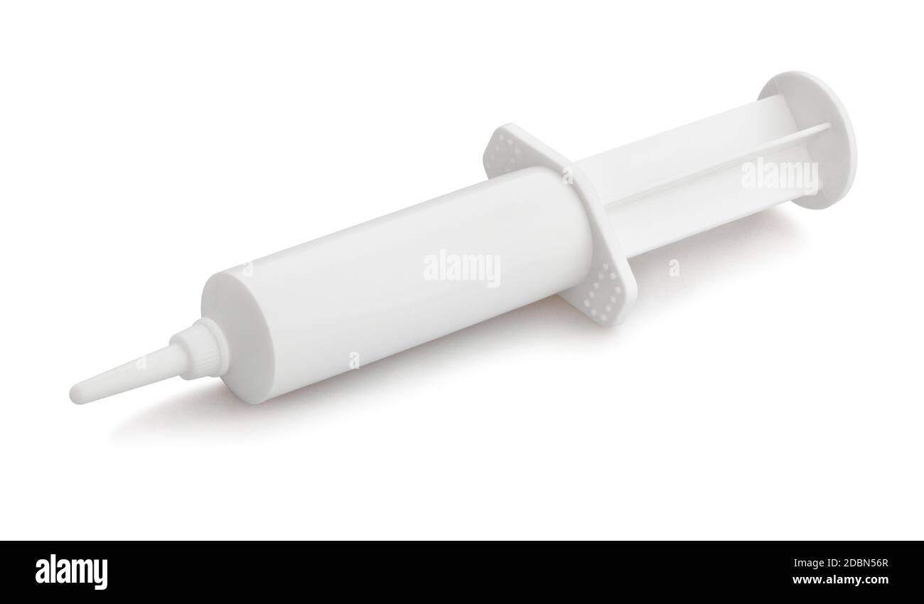 grease syringe path isolated on white Stock Photo Alamy