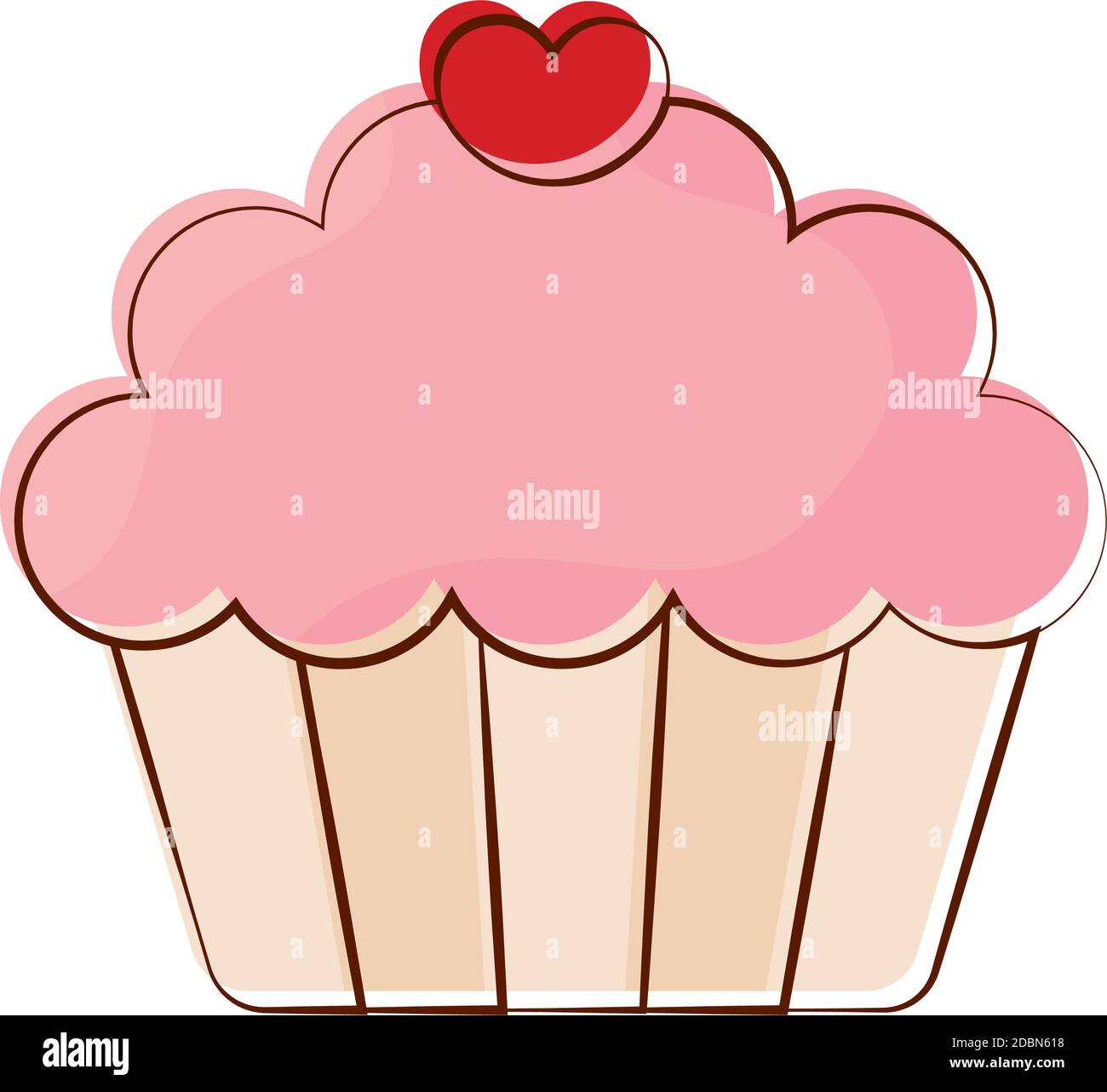 Isolated romantic cupcake red love icon- Vector Stock Vector