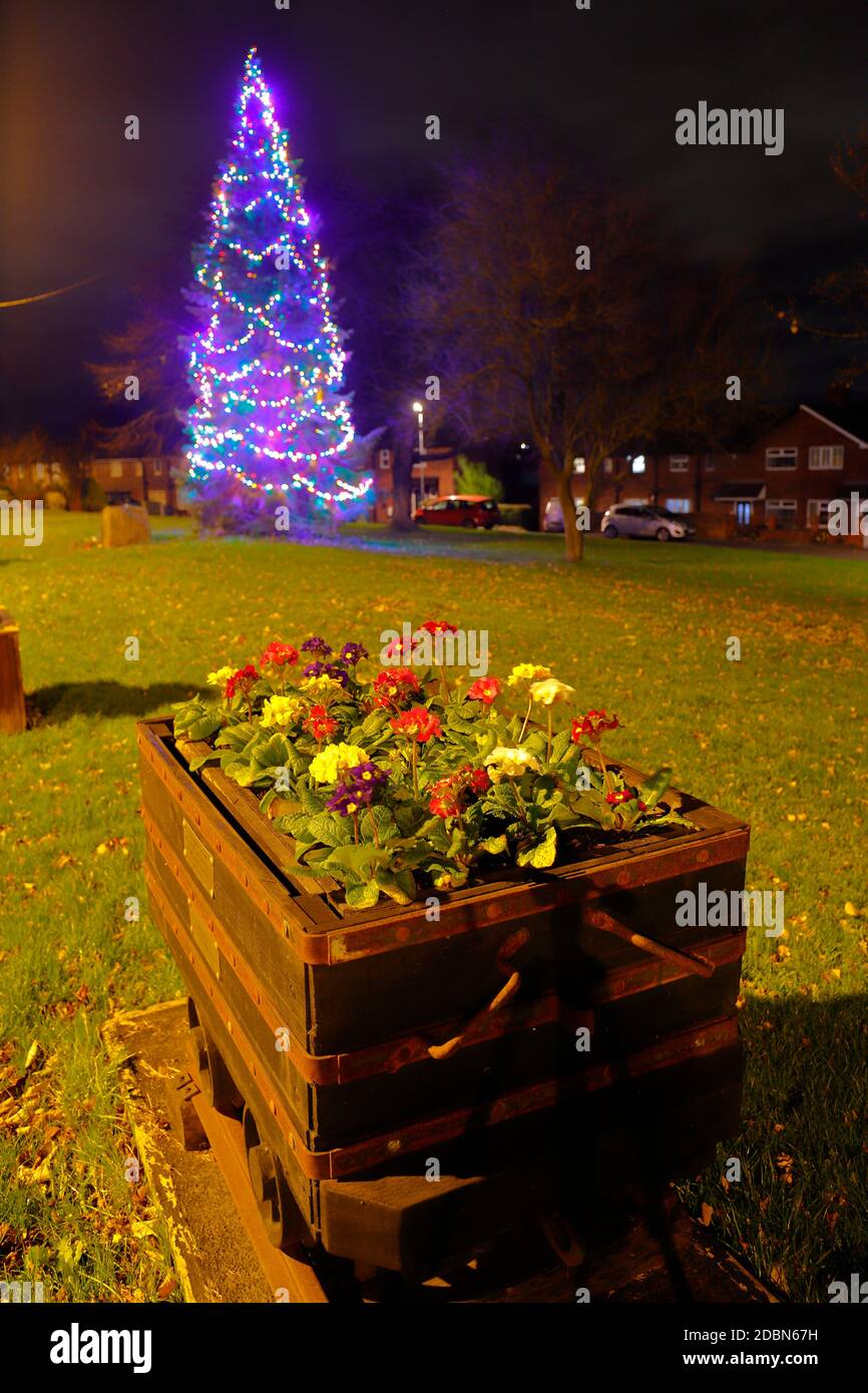 Christmas tree with lights in Swillington,Leeds,West Yorkshire Stock