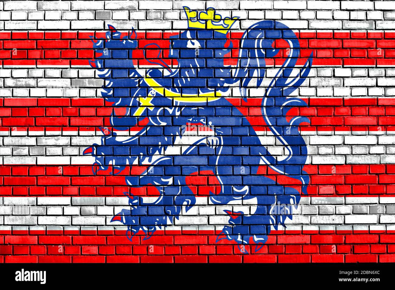 flag of Bruges painted on brick wall Stock Photo