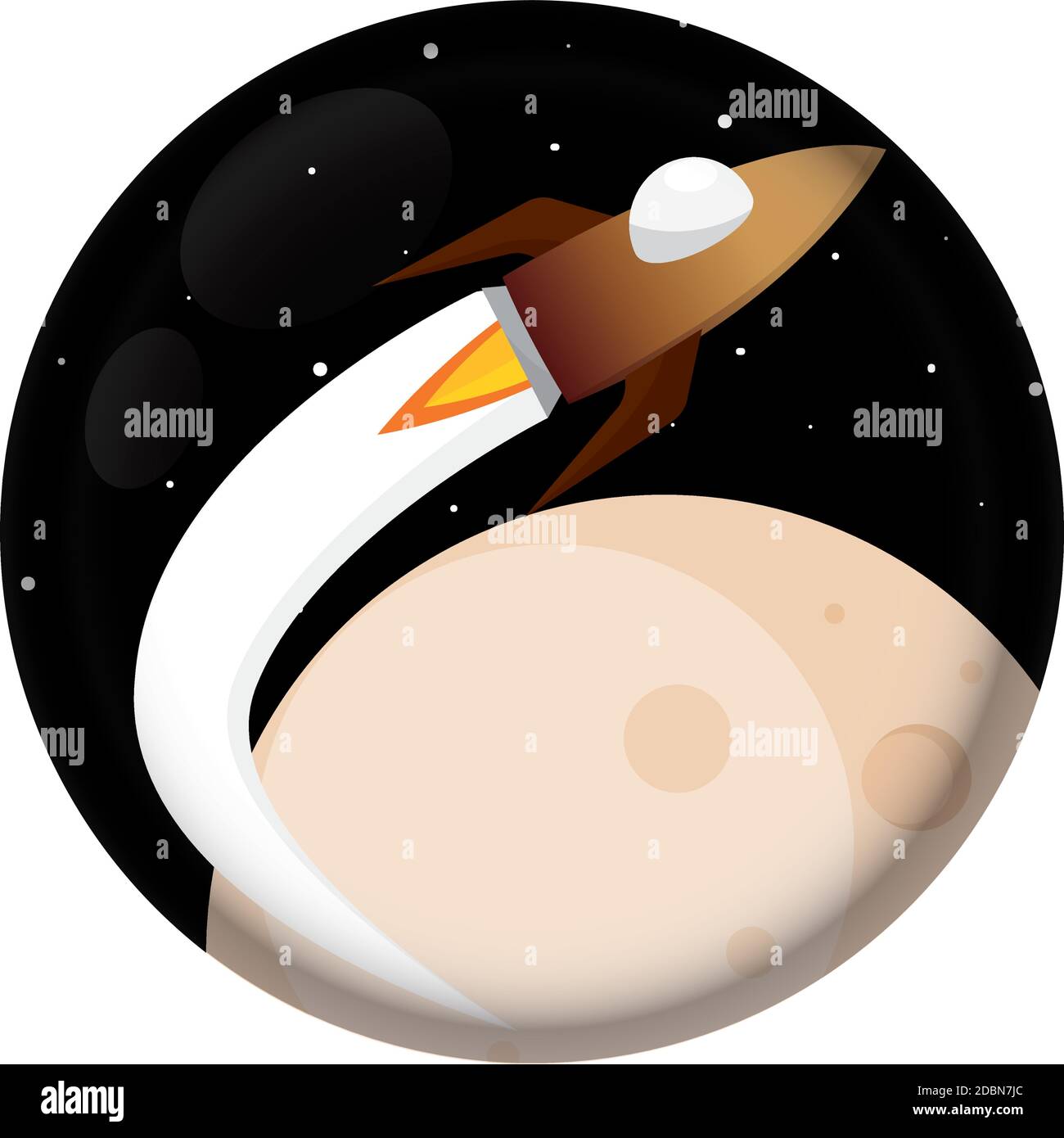Isolated Space rocket fly in the moon logo icon - Vector Stock Vector