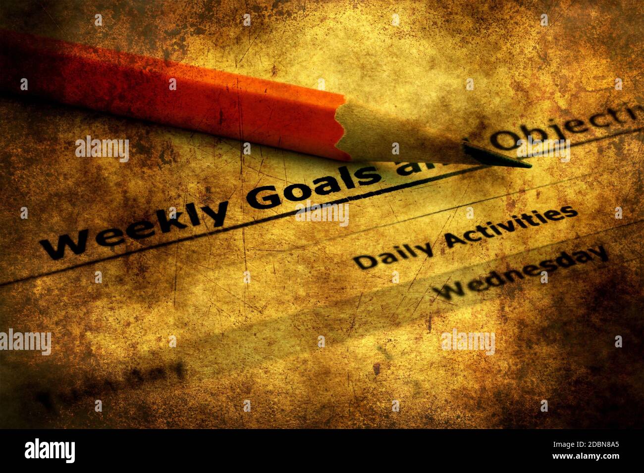 Weekly goals and objectives grunge concept stock photo alamy