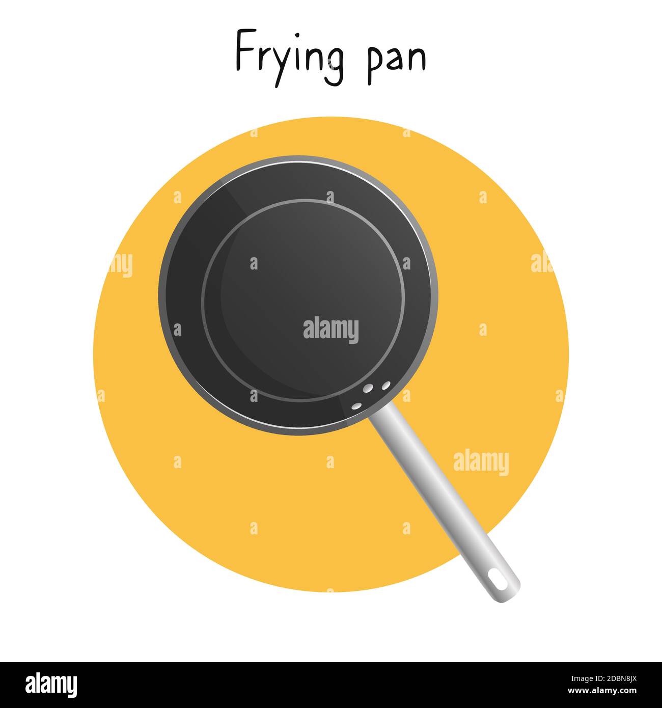 Empty black frying pan isolated on white background. Vector illustration. Stock Vector