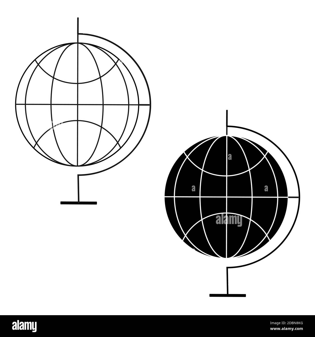 Black and white globe icon, isolated vector illustration Stock Vector ...