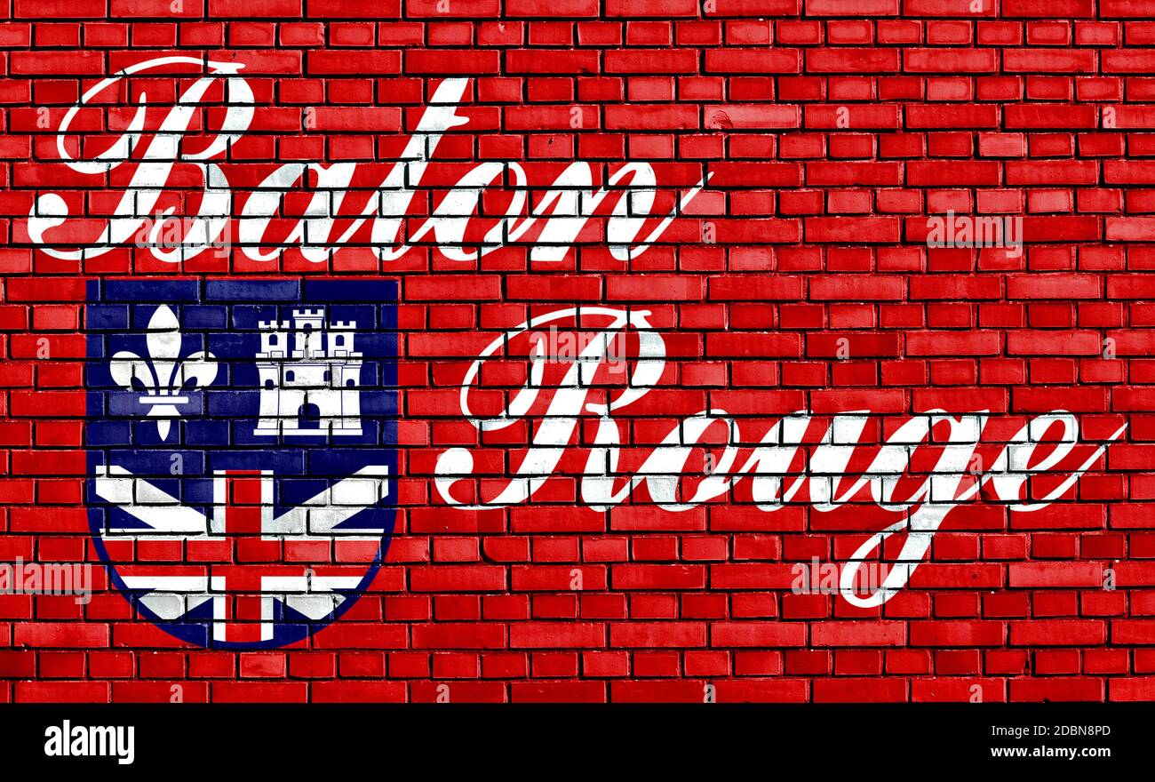 flag of Baton Rouge painted on brick wall Stock Photo Alamy