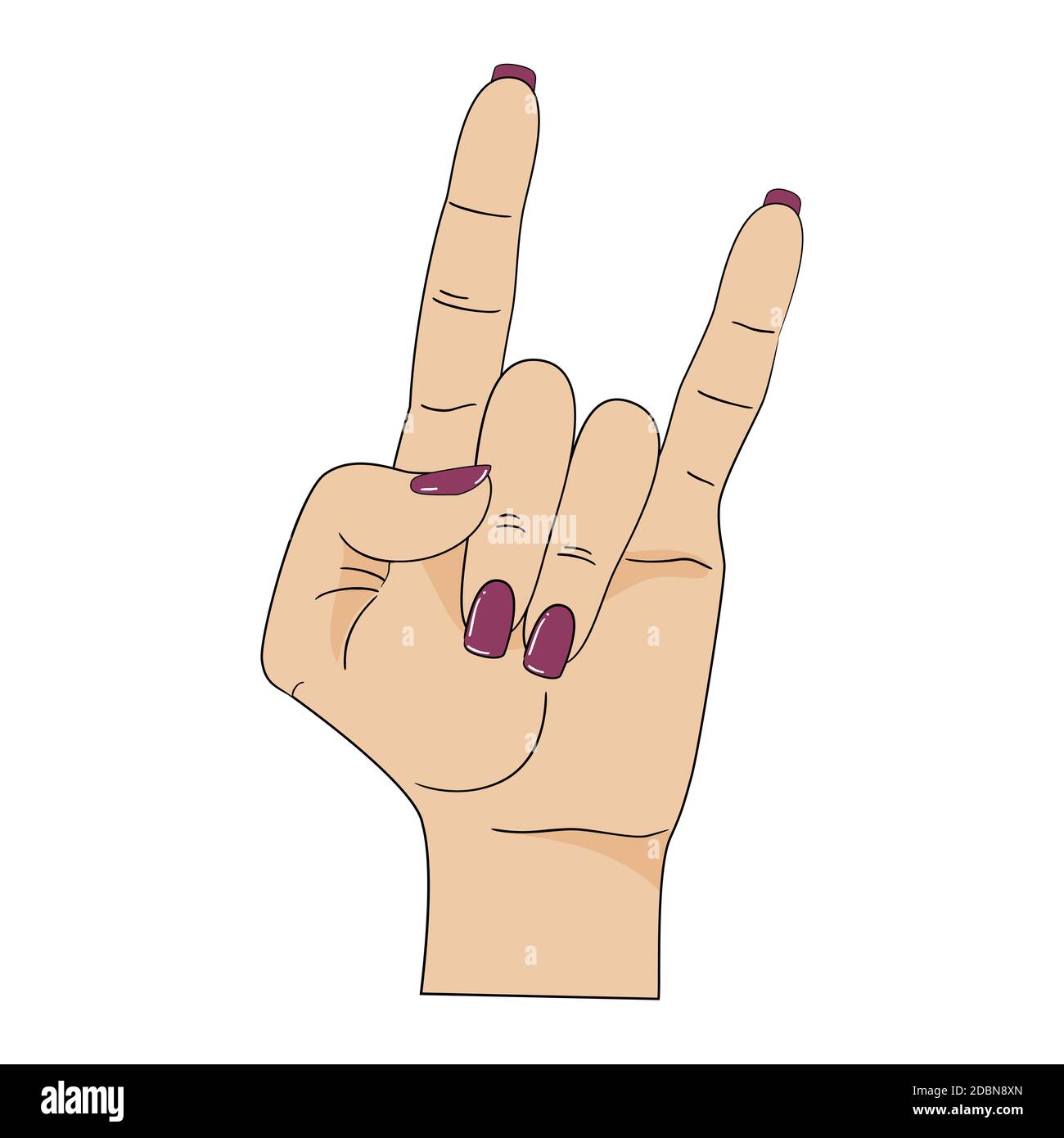 Rock on gesture female hand. Vector illustration Stock Vector Image ...