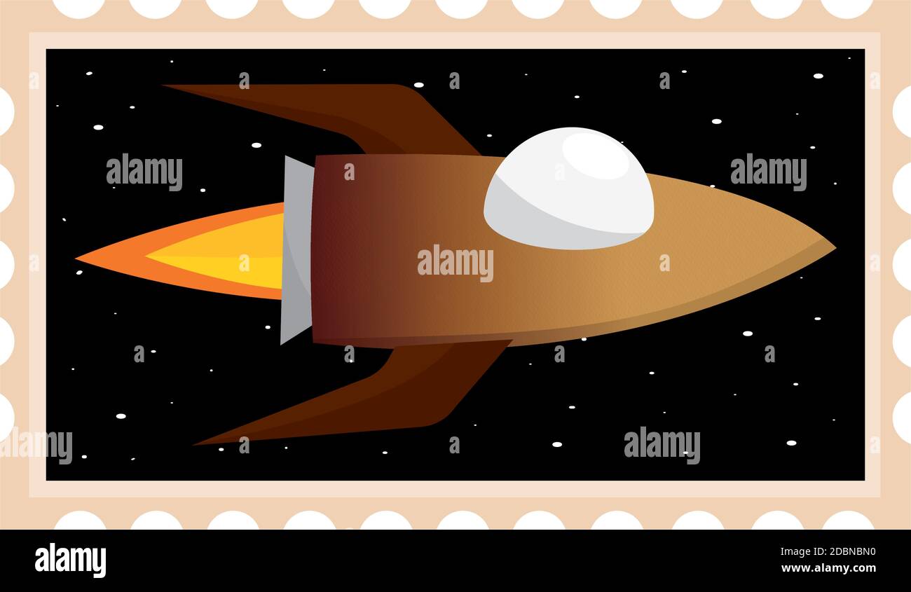 Isolated Space rocket fly in the moon picture icon - Vector Stock Vector