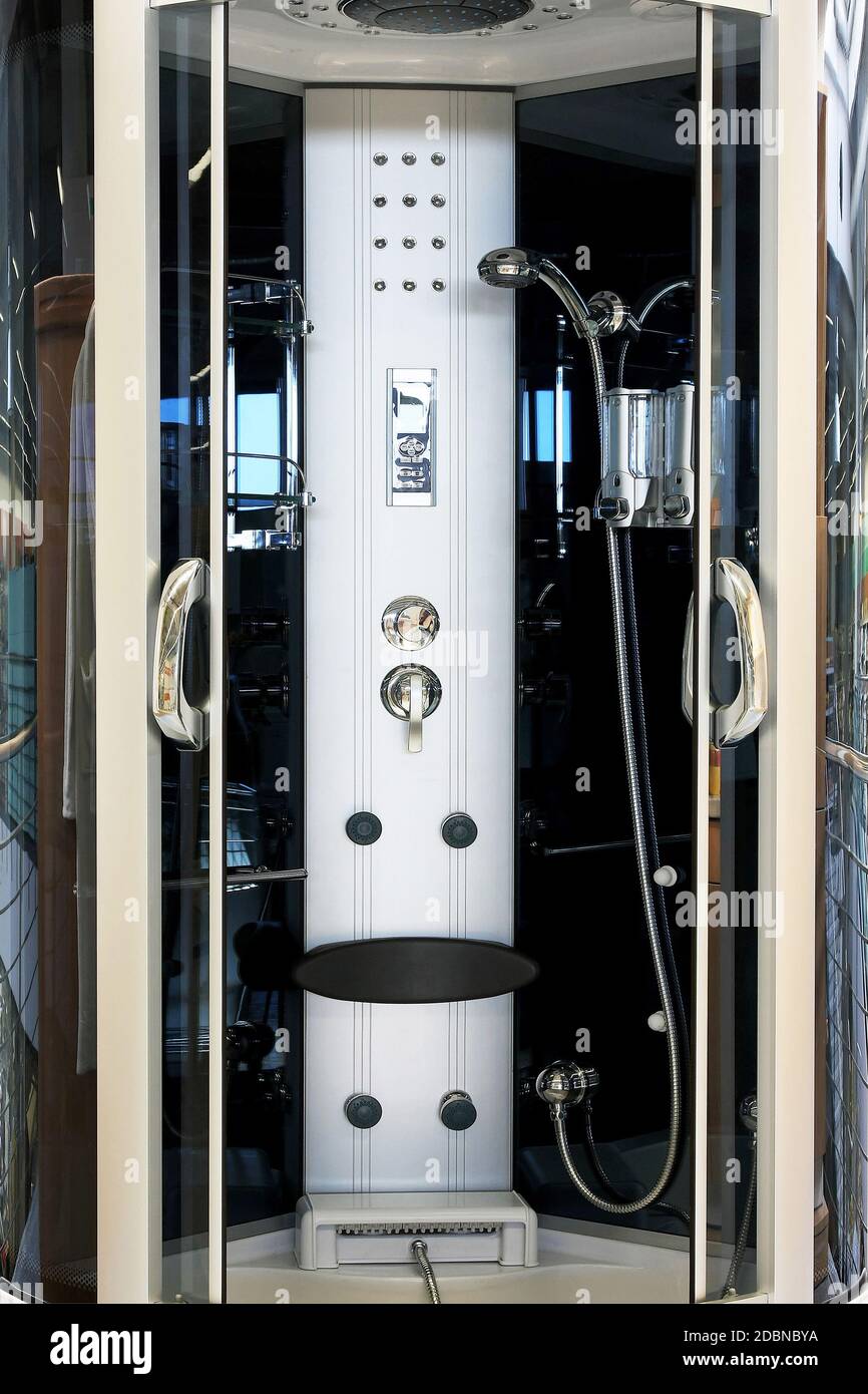 Interior of modern shower with hydro massage jets Stock Photo Alamy