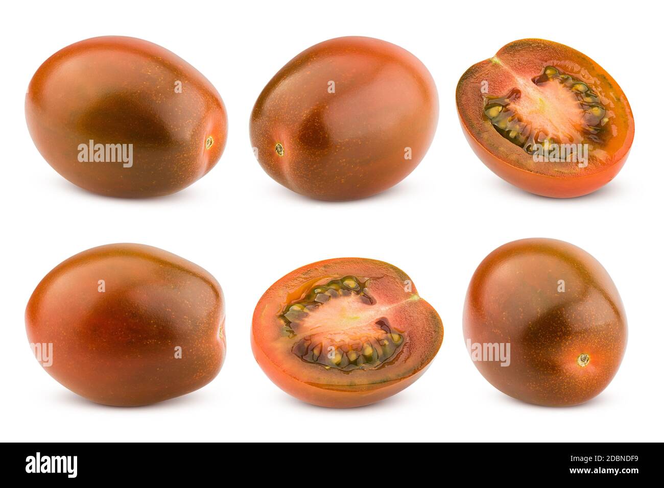 kumato black tomato, cherry, isolated on white background, clipping path, full depth of field Stock Photo