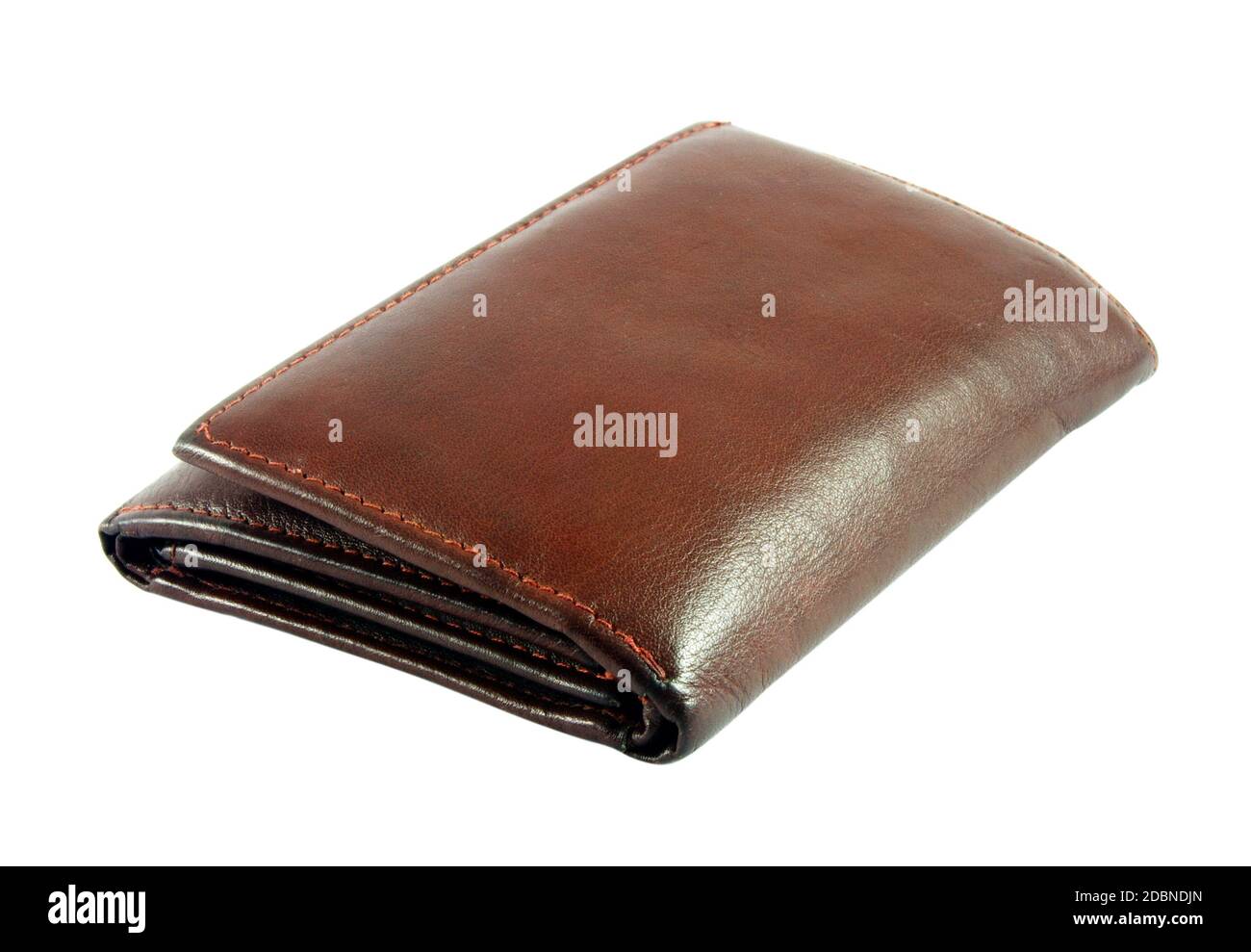 Brown leather wallet isolated over white Stock Photo