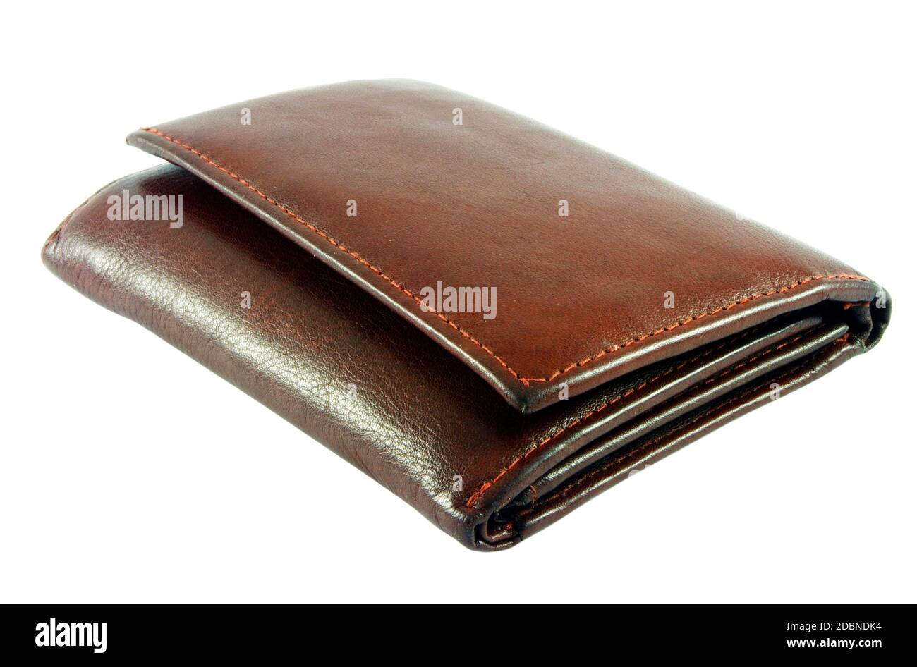 Brown leather wallet isolated over white Stock Photo