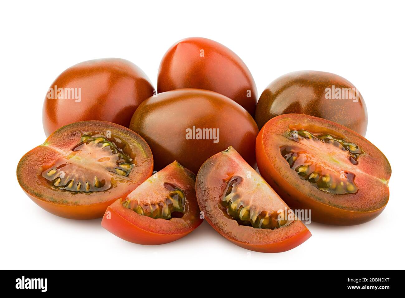 kumato black tomato, cherry, isolated on white background, clipping path, full depth of field Stock Photo