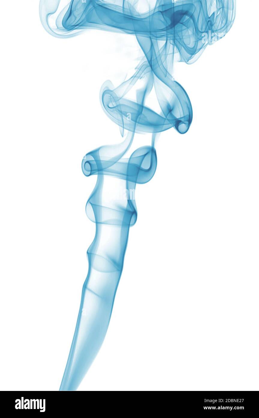 blue smoke on white background Stock Photo - Alamy