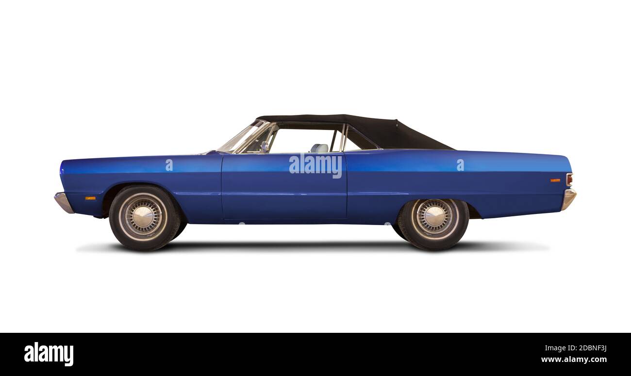 ' 69 Plymouth Fury III Convertible isolated on white. Stock Photo