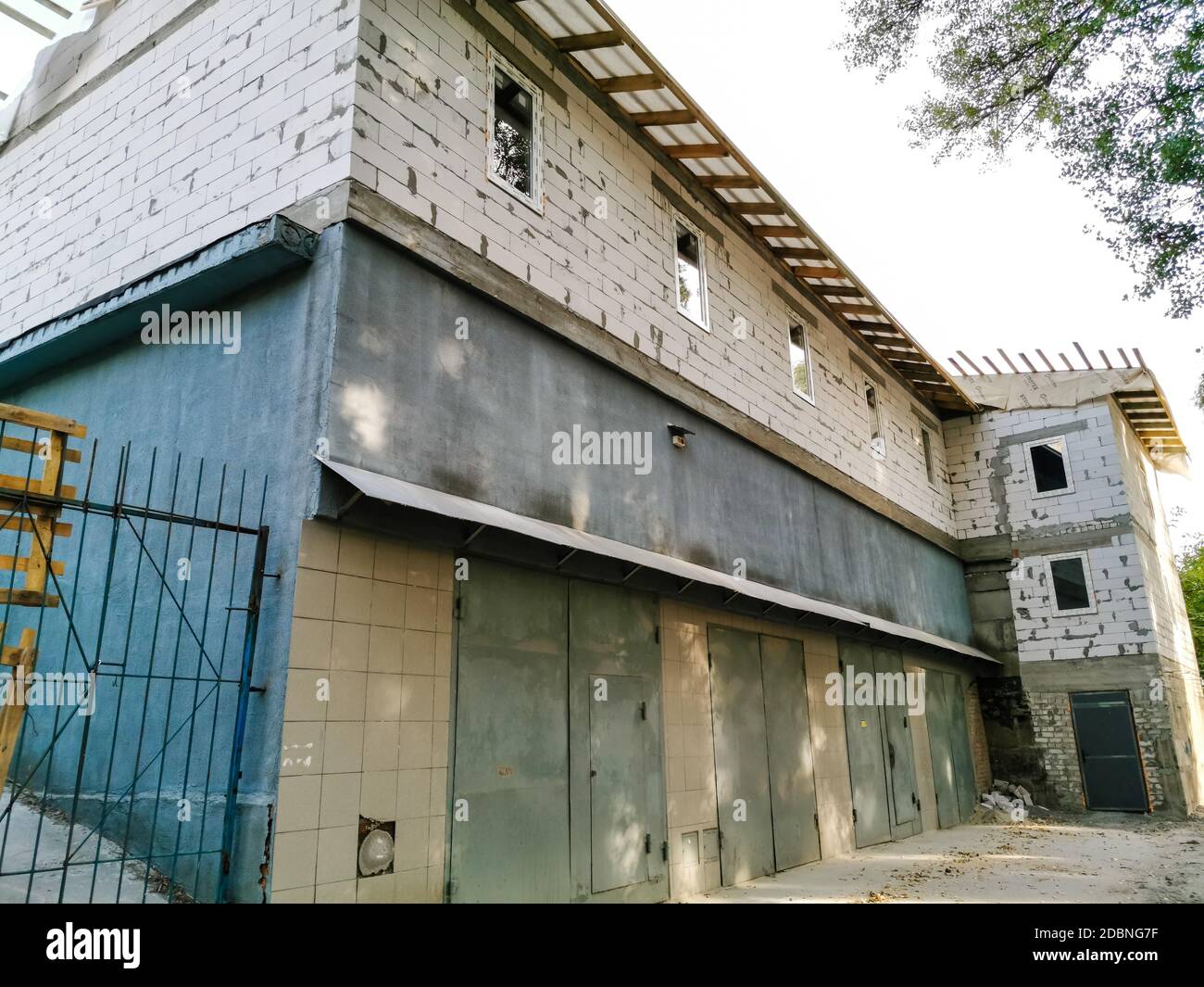 scaffolding on a building wall. building getting a new paint Stock
