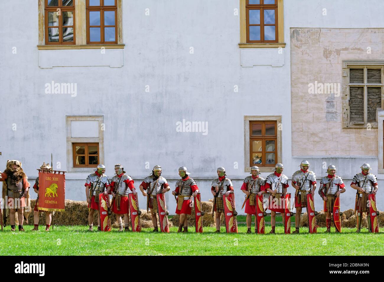 Alba Iulia, Romania - May 04, 2019: Roman Legionnaires of Legio XIII Gemina during the Festival Roman Apulum 'Revolta'. Stock Photo