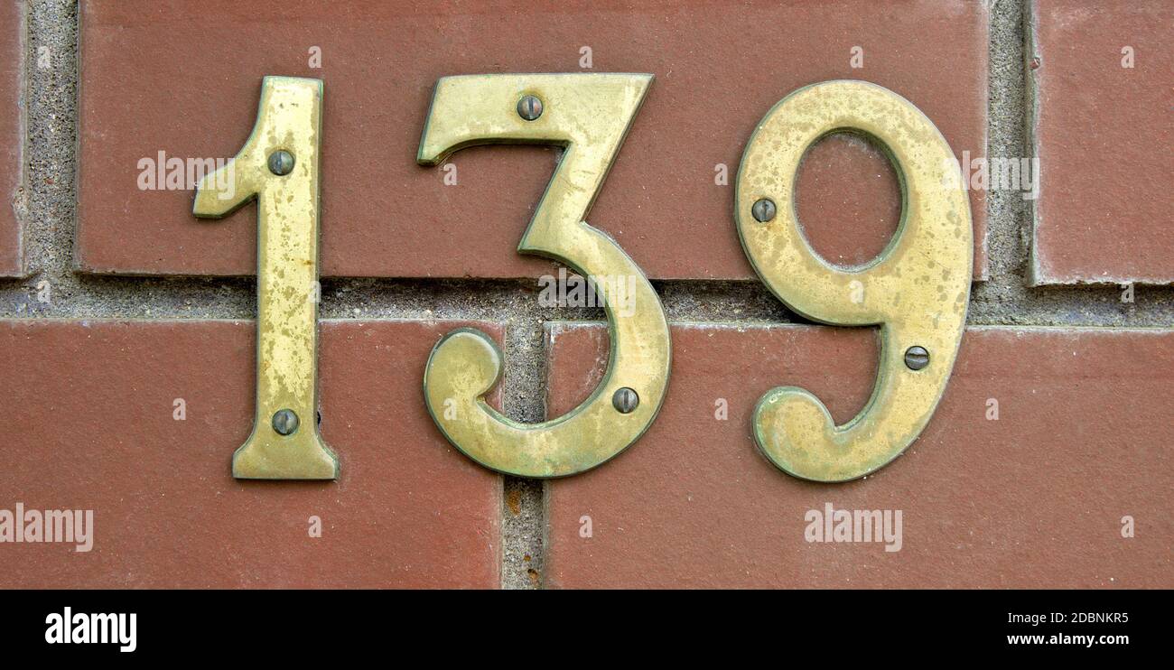 street house numbers.number 139 Stock Photo Alamy