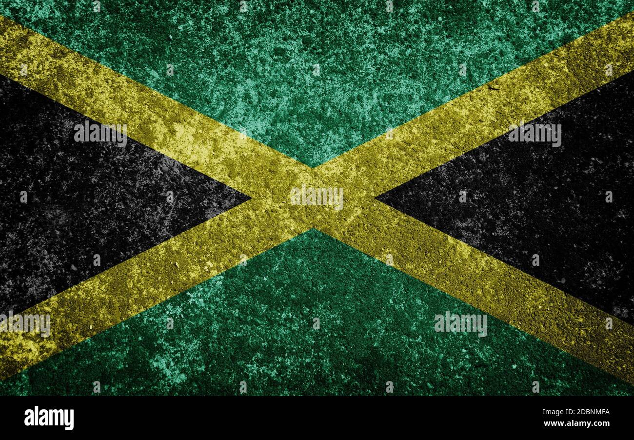 Jamaica flag painted on concrete Stock Photo - Alamy