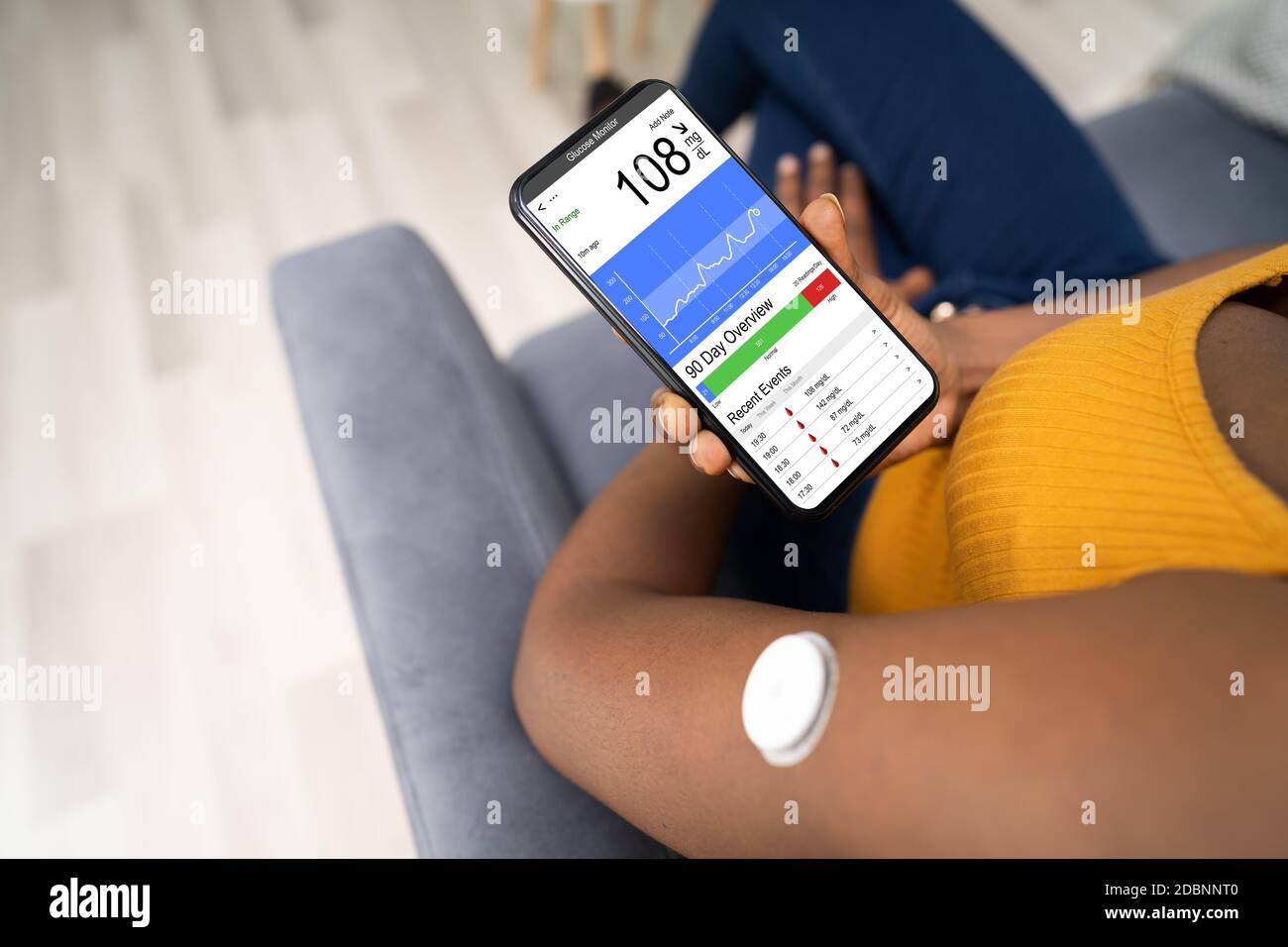 Continuous Glucose Monitor Blood Sugar Test Smart Phone App Stock Photo Continuous Glucose Monitor Blood Sugar Test Smart Phone App Stock Photo