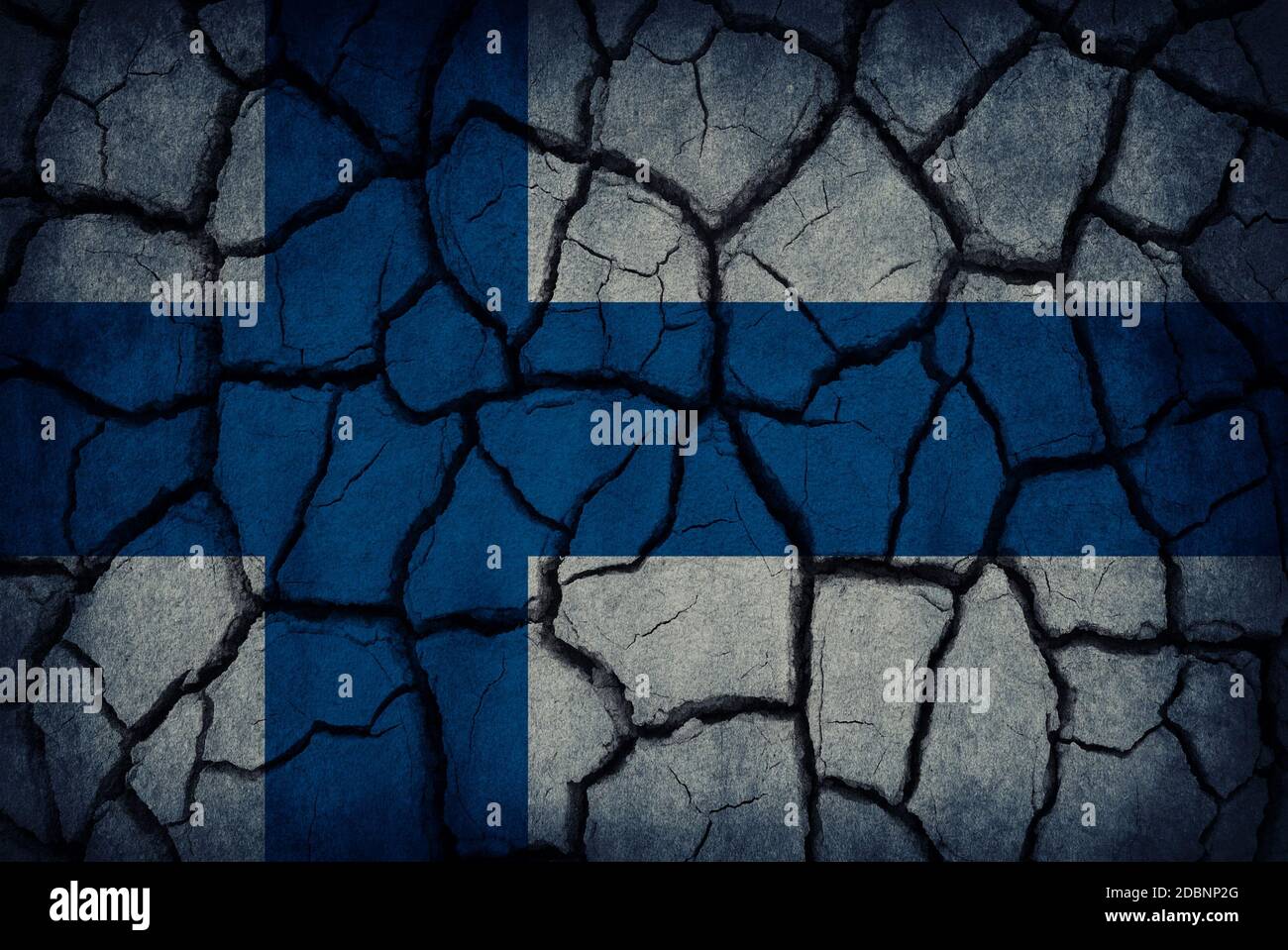 Finland flag painted on cracked soil Stock Photo - Alamy
