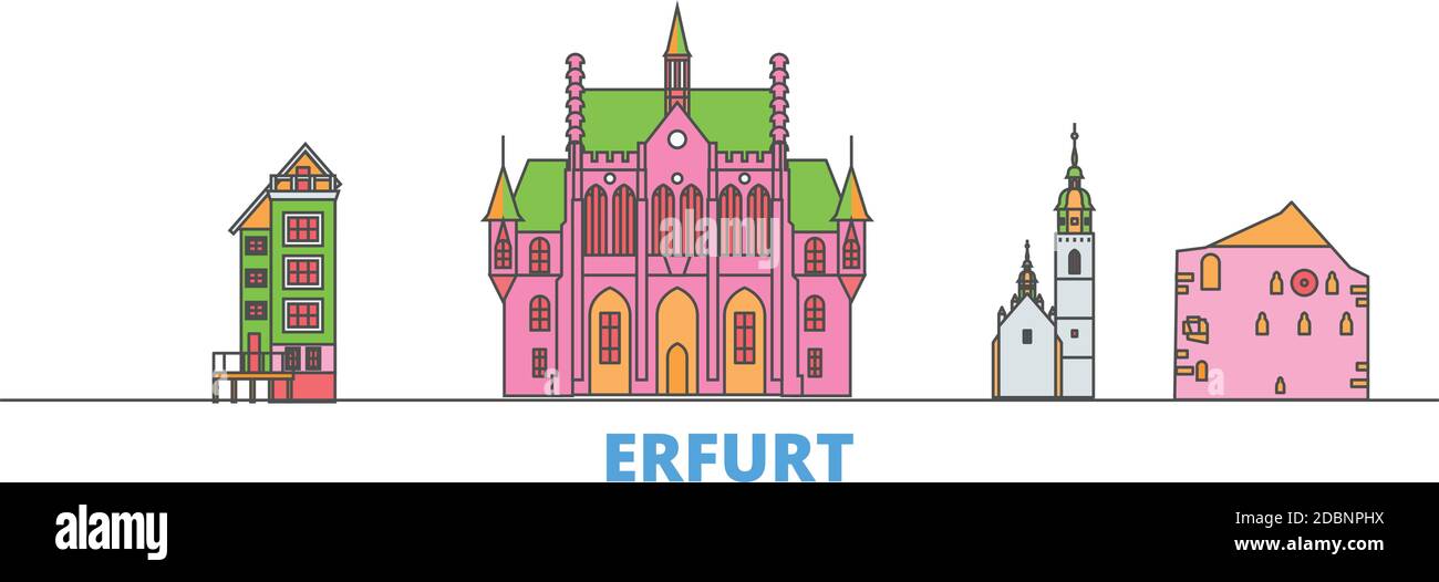 Germany, Erfurt line cityscape, flat vector. Travel city landmark, oultine illustration, line world icons Stock Vector