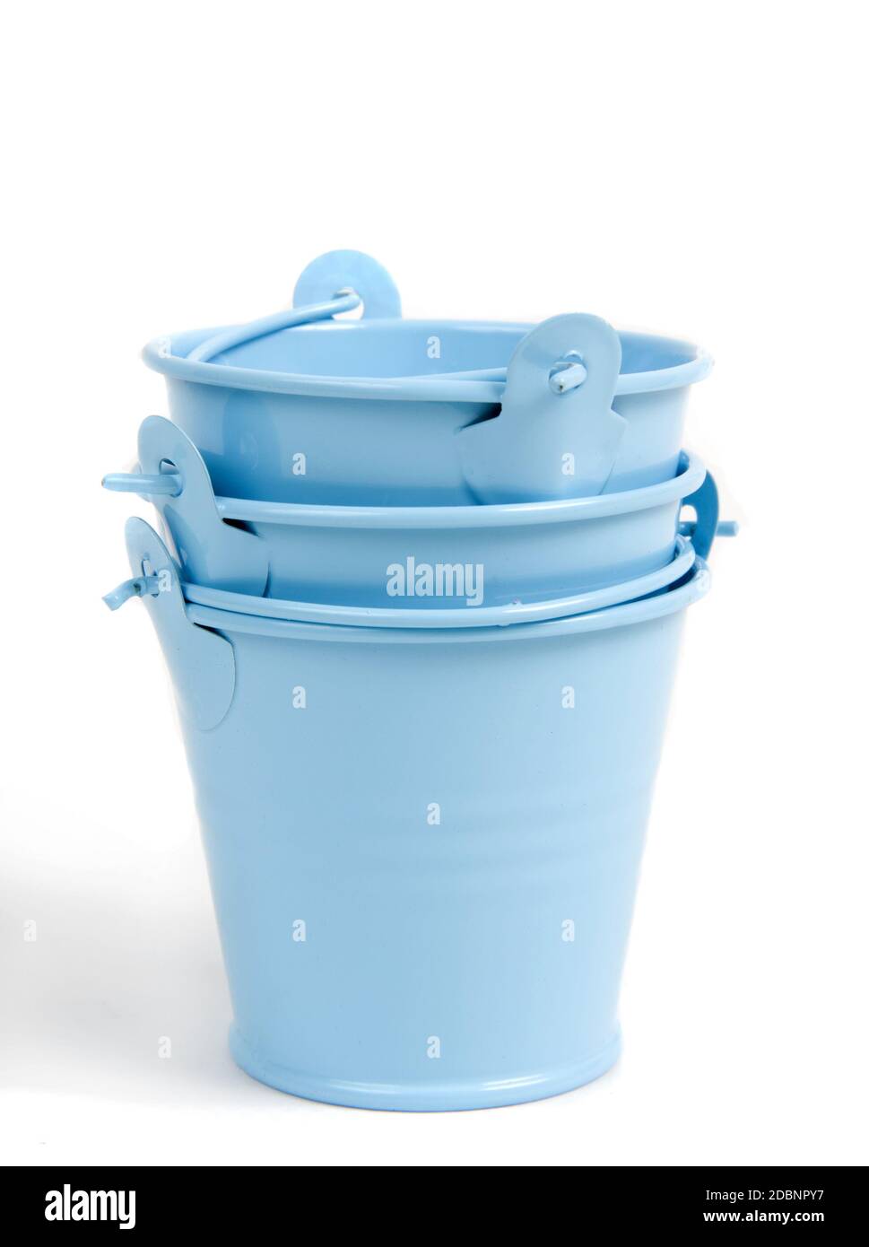 blue metal buckets over white Stock Photo Alamy