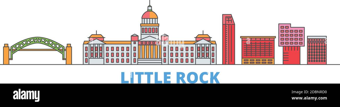 United States, Little Rock line cityscape, flat vector. Travel city ...