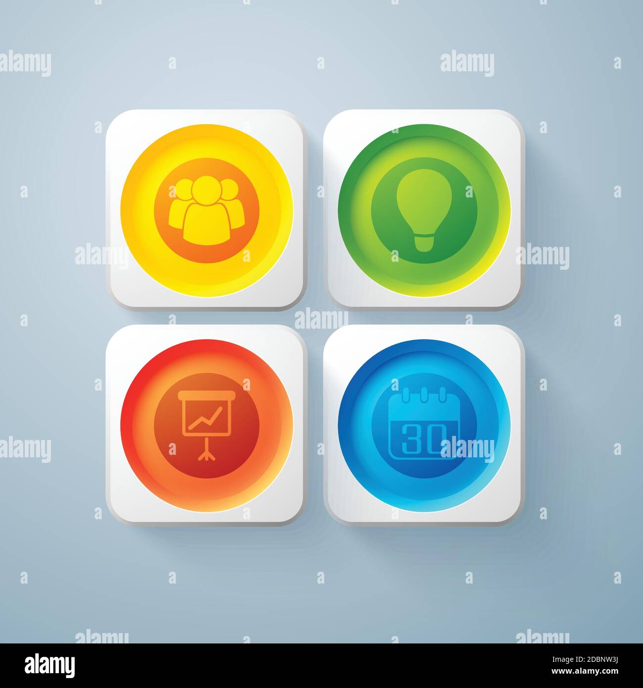 Web abstract business elements with colorful round buttons in square ...