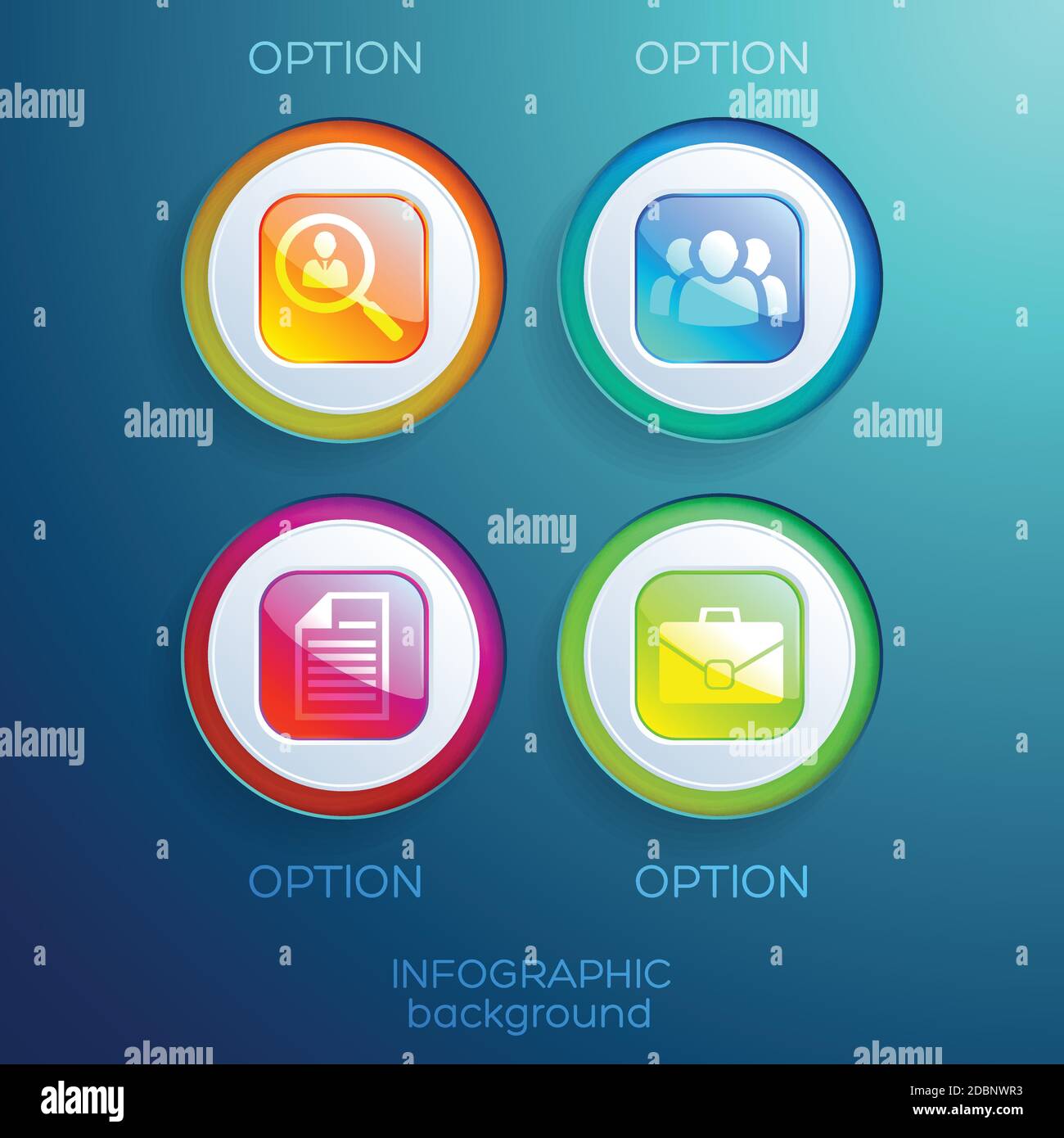 Infographic web design collection with colorful glossy square buttons ...