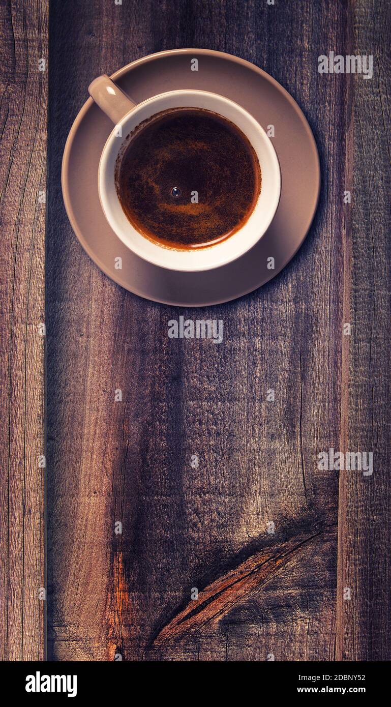 coffee cup on the table,top view Stock Photo - Alamy