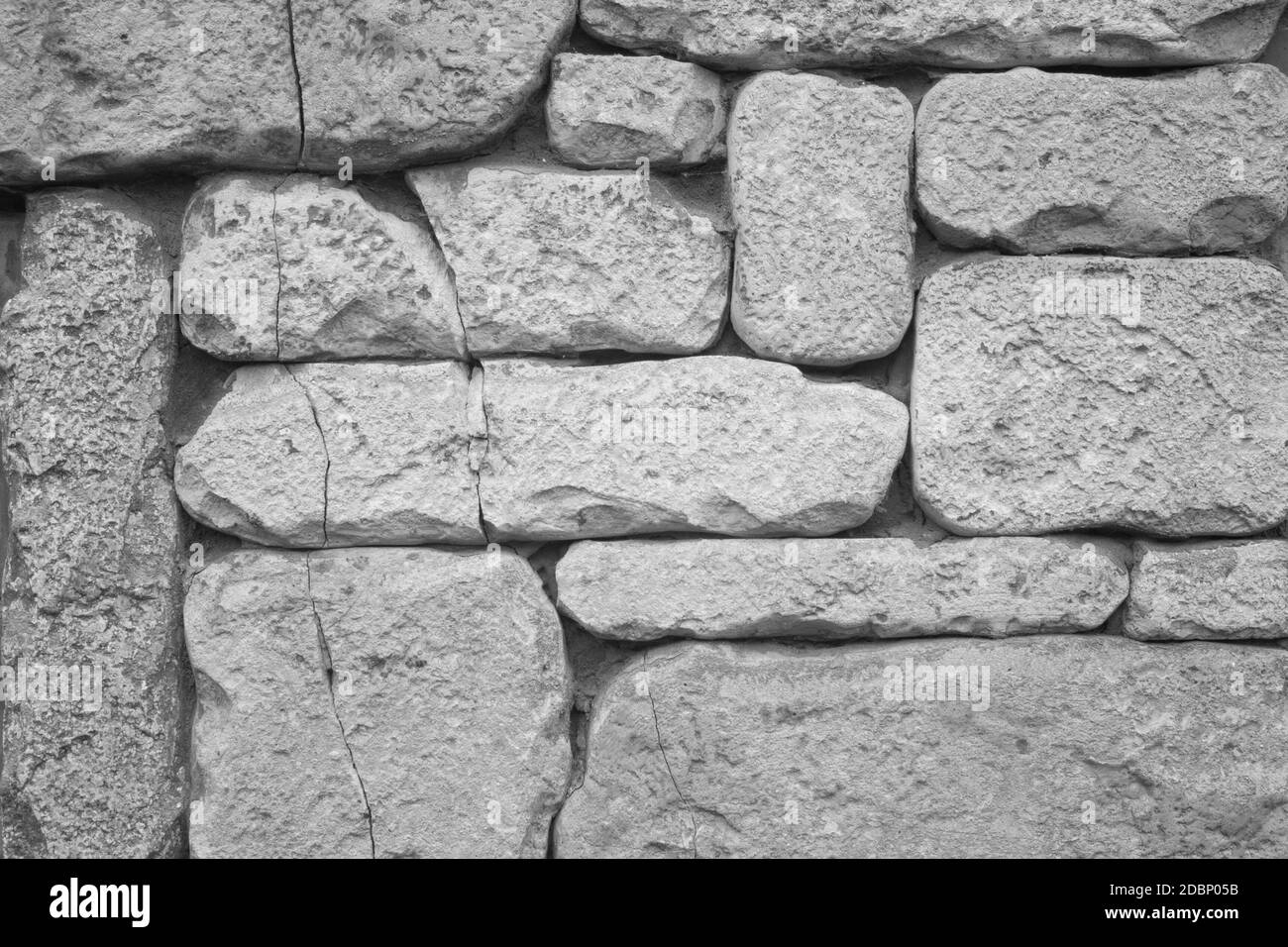 Stone tiles texture. Decorative stones background. Bricks texture. Black and white Stock Photo