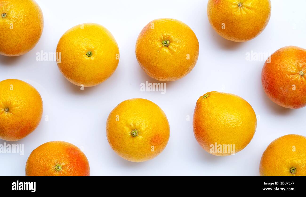 Grapefruits on white background. Top view Stock Photo