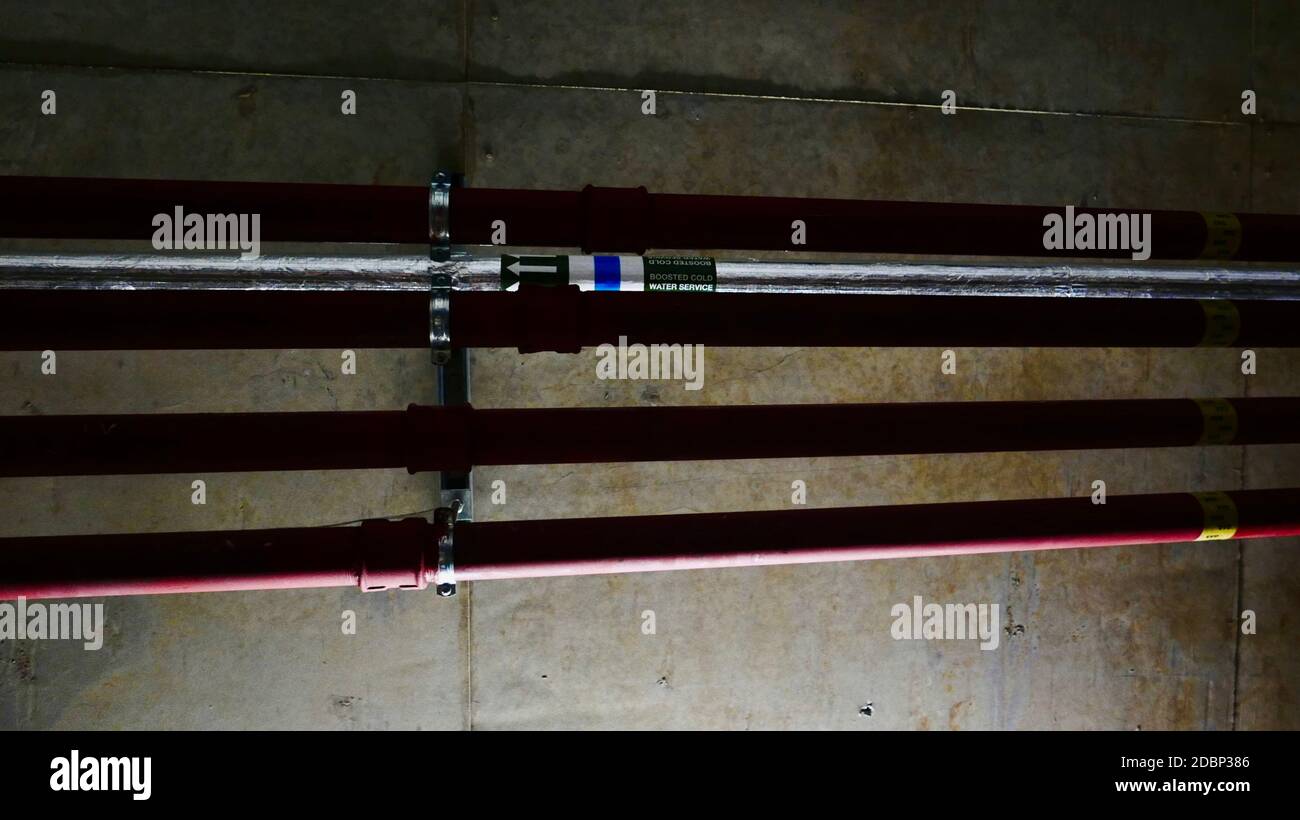 Underground piping for air conditioning units including a red pipe with