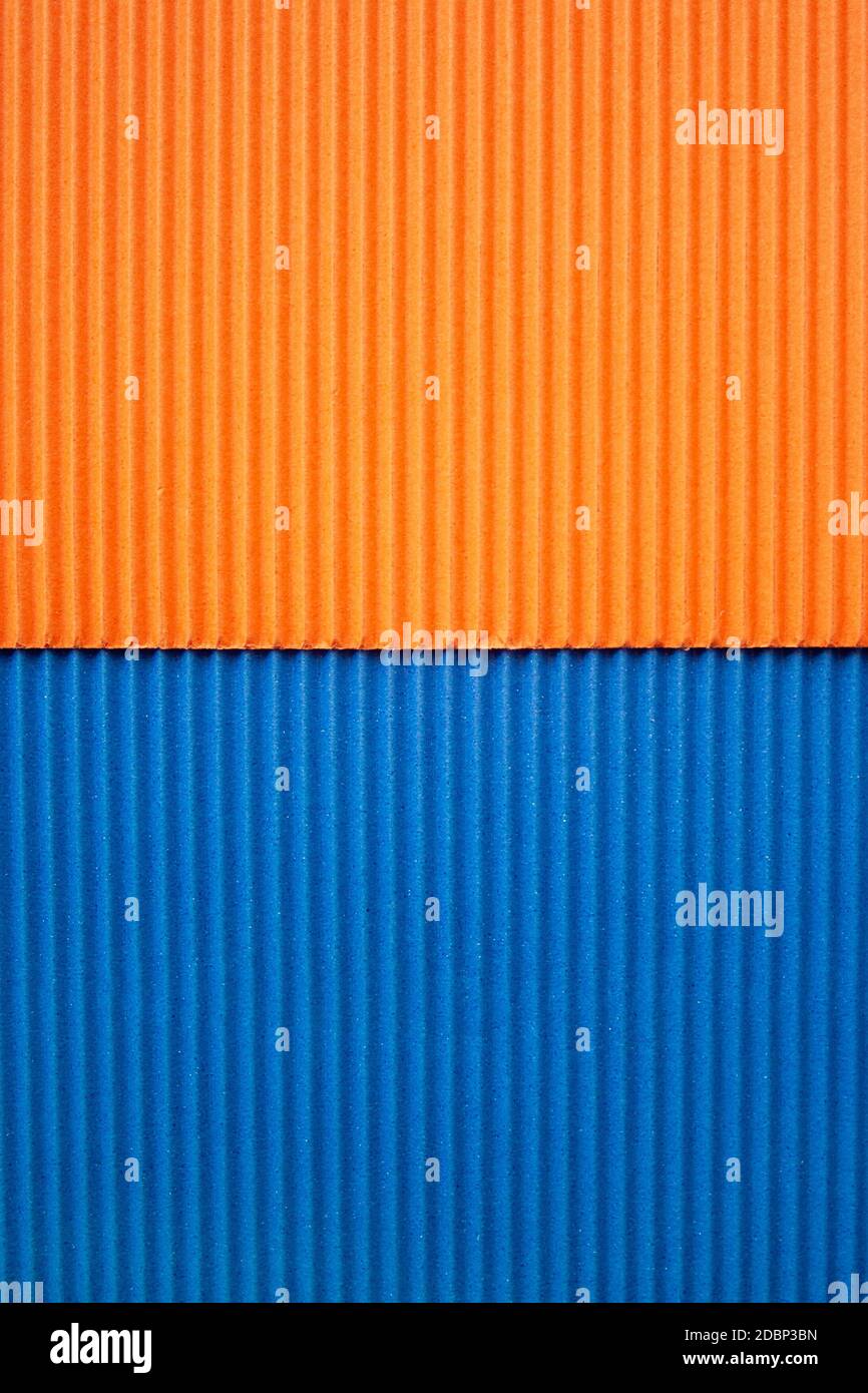Blue and orange corrugated paper texture background Stock Photo