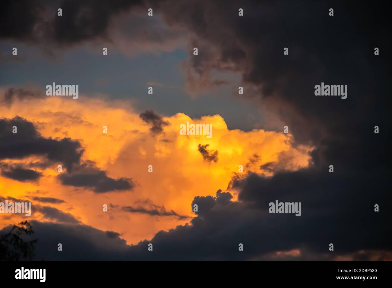 Post Storm clouds at sunset. Stock Photo