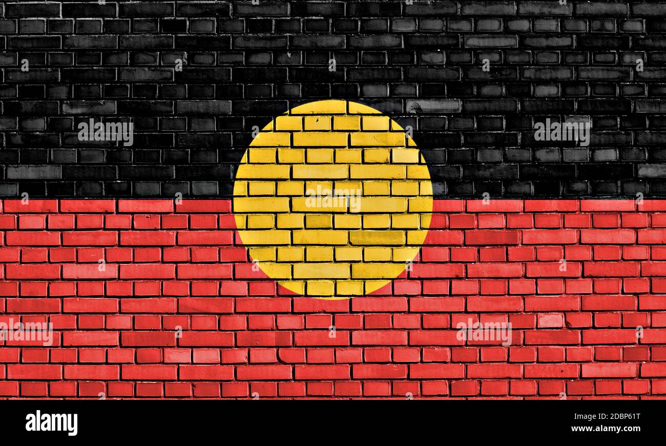 flag of Australian Aboriginal painted on brick wall Stock Photo - Alamy