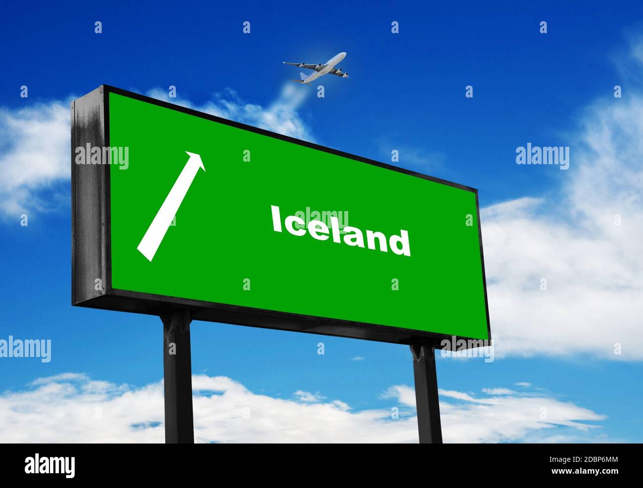 travel sign on the blue sky Stock Photo