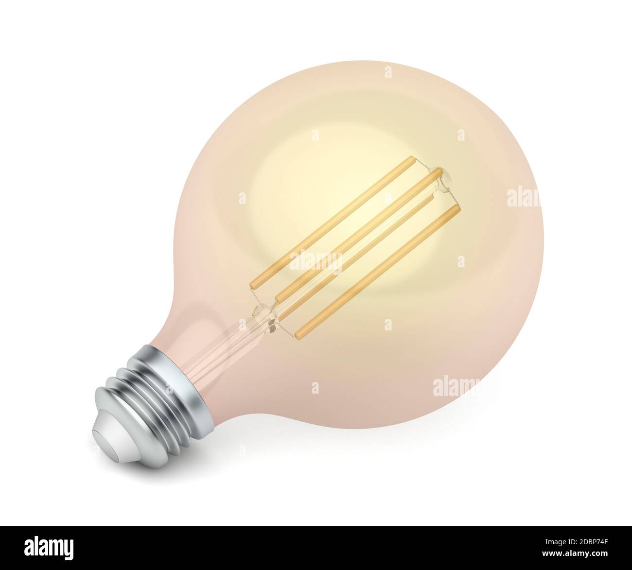 Decorative LED bulb with warm white color temperature on white background Stock Photo