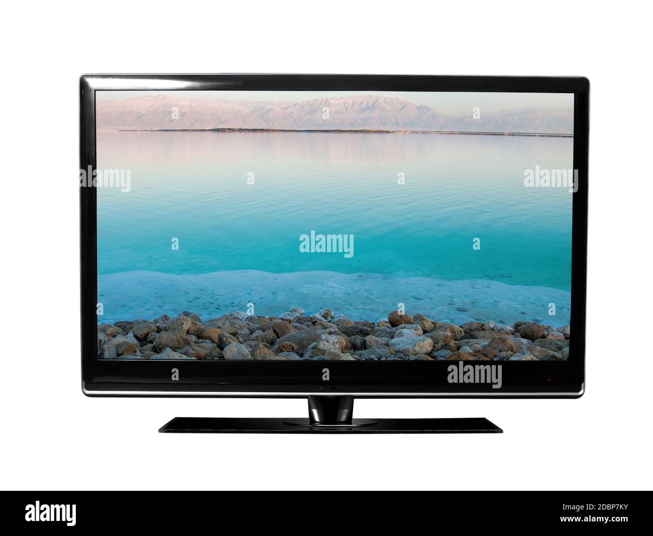 tv with the Dead sea  view Stock Photo